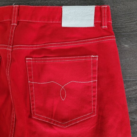 LRL Lauren Jeans Co Red Pants Size 12 Womens Cotton Straight Leg Stretch - Picture 6 of 7